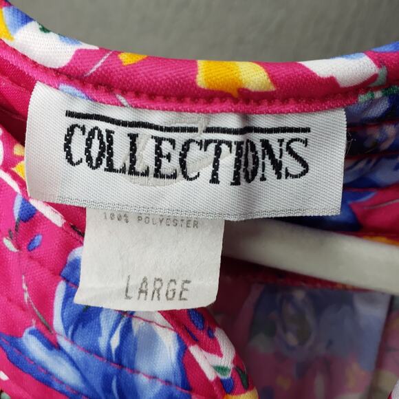 Vintage Collections Chemise Day Dress Gown Pink Floral Tropical Hawaii SzLARGE - Picture 7 of 13